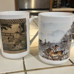 Korean folk craft "Scene on Dano Day" ceramic mugs
